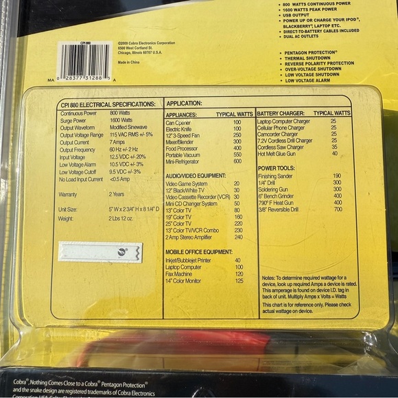 Cobra CPI 880 Power Inverter with USB Port - NIB - Picture 13 of 13